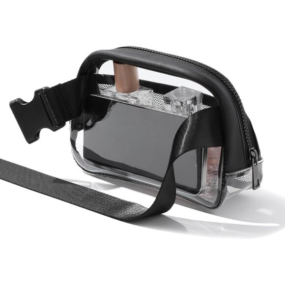 Clear Black Leather Waterproof Fanny Pack with Adjustable Strap for Men & Women - Picture 4 of 7